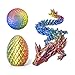 Flavery 3D Printed Dragon in Egg Flexible Crystal Dragon Inside Colorful Fidget Toy Birthday Gift Desk Pet Figure Easter Basket Stuffers 12 Dragon Gold Red Blue - Image 2