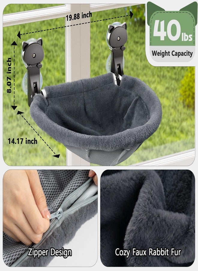 JUNSPOW 2 Pack Cordless Cat Window Perches, Cat Hammock with Sunken Design, Foldable and Stable Cat Beds, Breathable Window Hammock for Cats to Contemp - Image 5