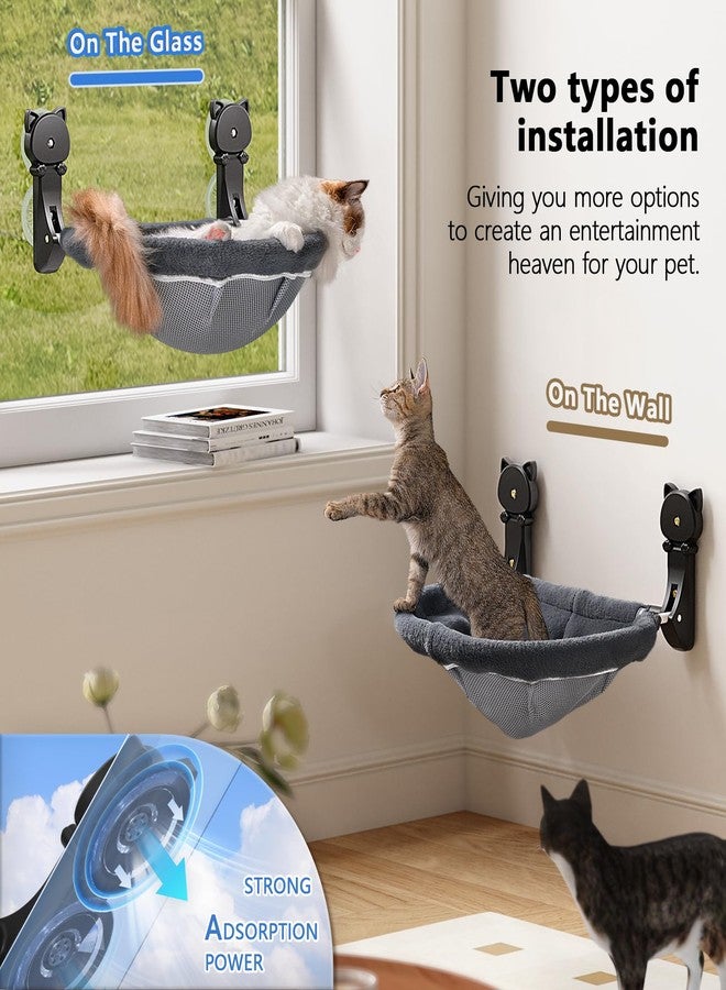 JUNSPOW 2 Pack Cordless Cat Window Perches, Cat Hammock with Sunken Design, Foldable and Stable Cat Beds, Breathable Window Hammock for Cats to Contemp - Image 3