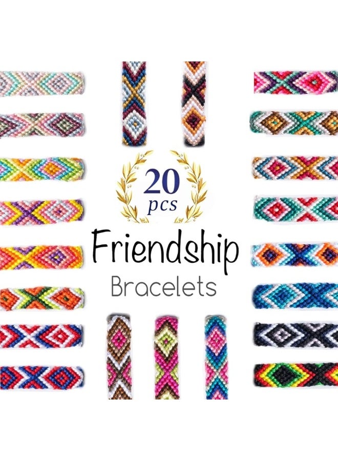iShyan Woven Friendship Bracelets 20 Pcs Braided Bracelets Handmade Colorful Adjustable String Bracelets,1cm - Image 3