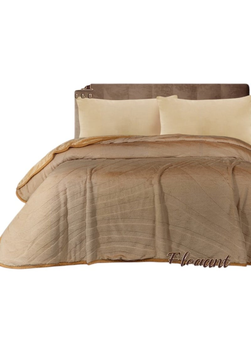 Two-layer blanket, double-sided, one side jacquard laser-cut and the other side soft fleece, Spanish design