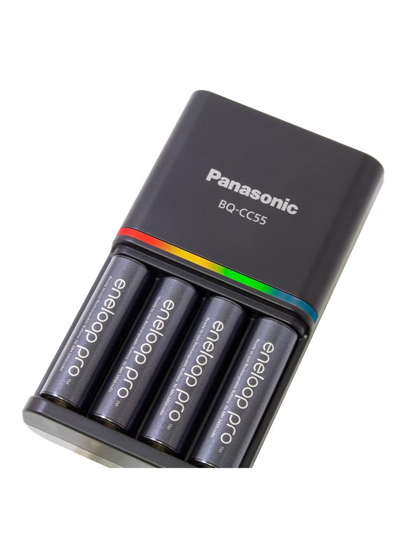 Panasonic - Eneloop Pro Charger With Pack Of 4 Aa 2550Mah Rechargeable Batteries,K-KJ55HCC40T - Image 1