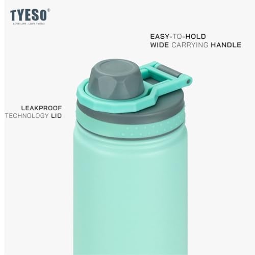 TYESO Water Bottle with Carrying Handle Lid | Insulated Stainless Steel Thermos | Travel Water Bottles for Gym & Sports | Leak Proof & BPA Free | Quick Flip Go Collection | 25oz (Black) - Image 4
