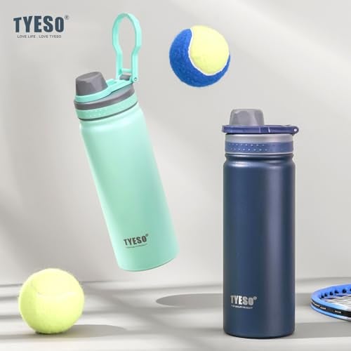 TYESO Water Bottle with Carrying Handle Lid | Insulated Stainless Steel Thermos | Travel Water Bottles for Gym & Sports | Leak Proof & BPA Free | Quick Flip Go Collection | 25oz (Black) - Image 3