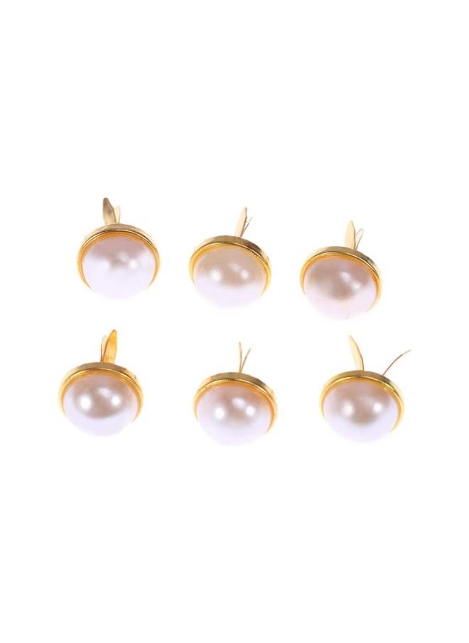 WYBOT - 100pcs Mini Brads Metal Pearl Brad Paper Fastener for Scrapbooking DIY Craft Clothing Decoration Gold 12mm - Image 1