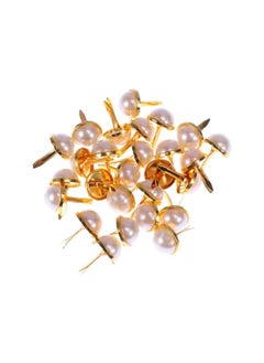 100pcs Mini Brads Metal Pearl Brad Paper Fastener for Scrapbooking DIY Craft Clothing Decoration Gold 12mm