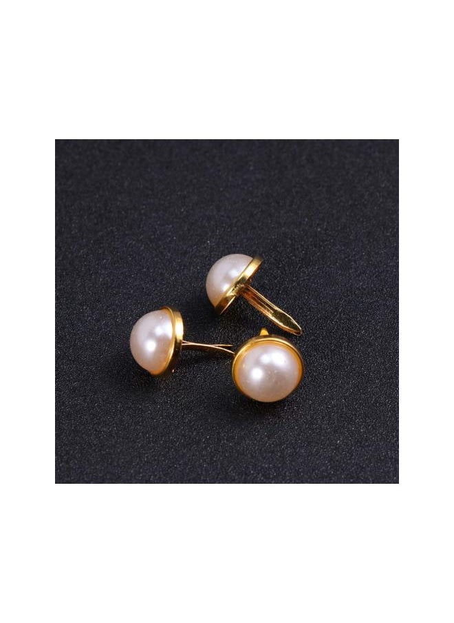 WYBOT - 100pcs Mini Brads Metal Pearl Brad Paper Fastener for Scrapbooking DIY Craft Clothing Decoration Gold 12mm - Image 1