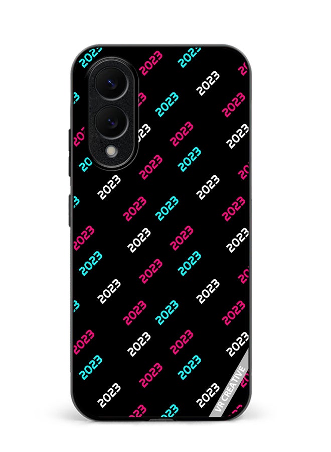 VR CREATIVE Protective Case Cover For Samsung Galaxy S25 Edge Creative Concept Of 2023 Happy New Year Design Multicolour