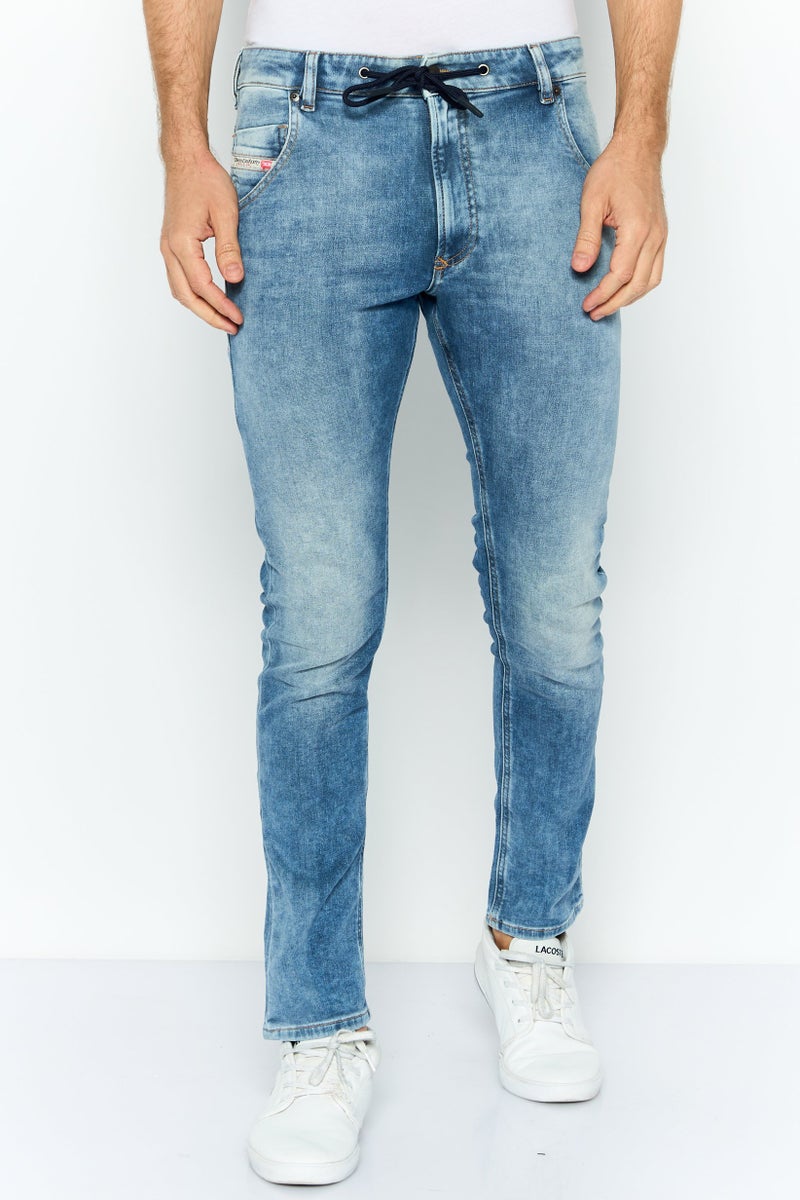 DIESEL Men Regular Fit Mid Waist Washed Stretchable Denim, Blue - Image 1
