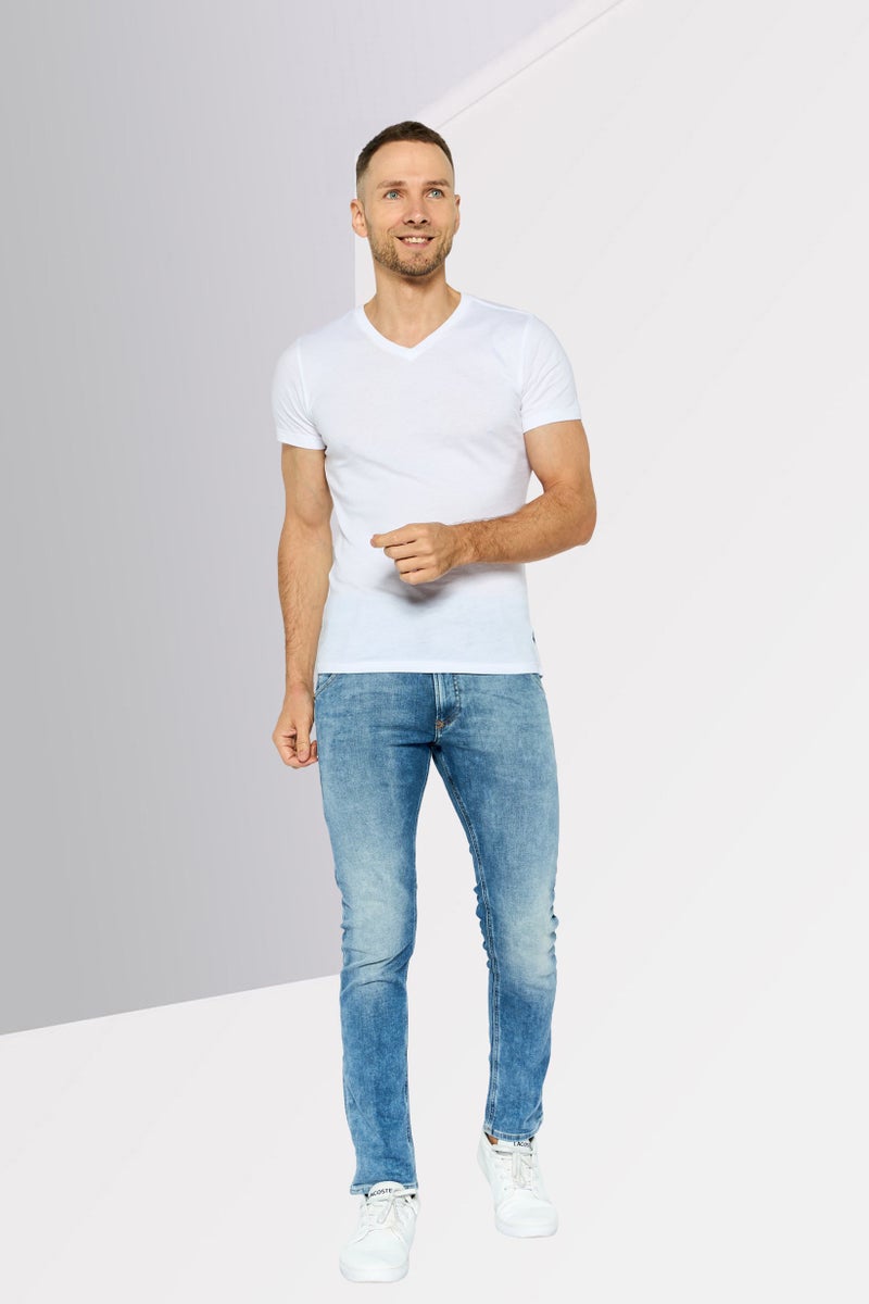 DIESEL Men Regular Fit Mid Waist Washed Stretchable Denim, Blue - Image 2