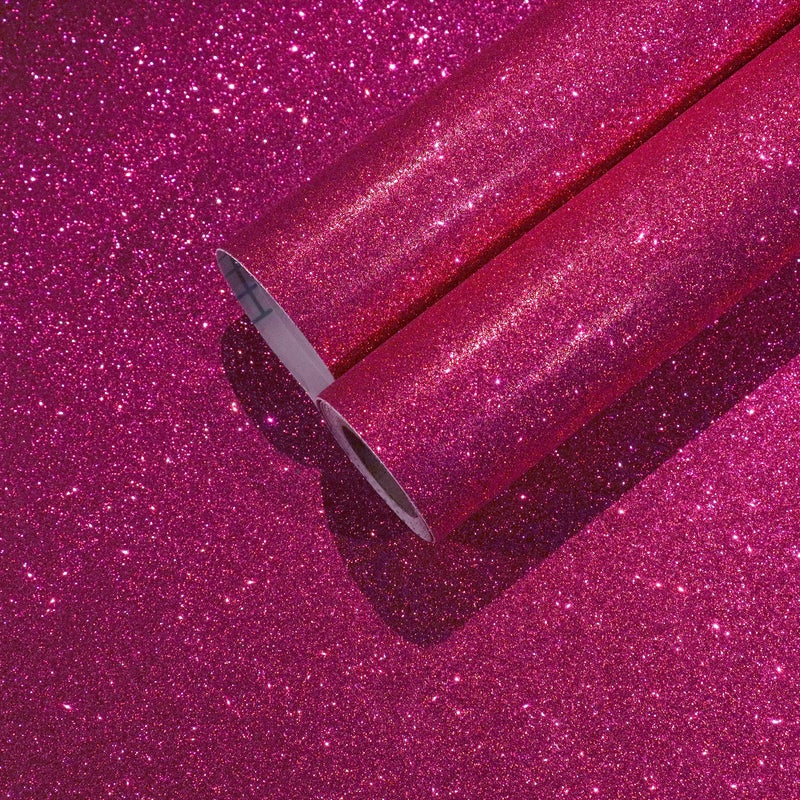 CHIHUT 157x100 Hot Pink Wallpaper Sparkly Glitter Wallpaper Stick and Peel for Bedroom Walls Self Adhesive Removable Pink Glitter Contact Paper for Cabinets Decorative Fabric Roll for Drawer