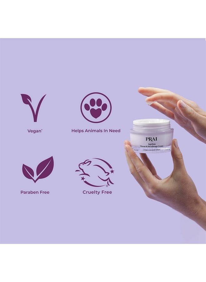 PRAI - Beauty Ageless Throat & Décolletage Neck Creme, Neck Skin Firming and Tightening Cream, Works as Double Chin Eliminator, Vegan, Paraben-Free, Cruelty-Free, 4 Oz - Image 1