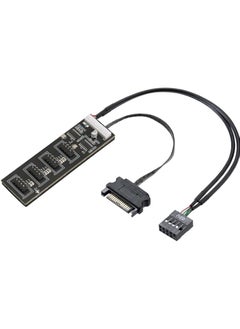 9Pin USB Header Splitter, with SATA Power Cable, 4 Internal USB 2.0 Ports, USB Header Extension Cable, USB 2.0 Splitter Connector, Adapter Port Multiplier for CPU Fans, RGB Lights, WiFi Receiver