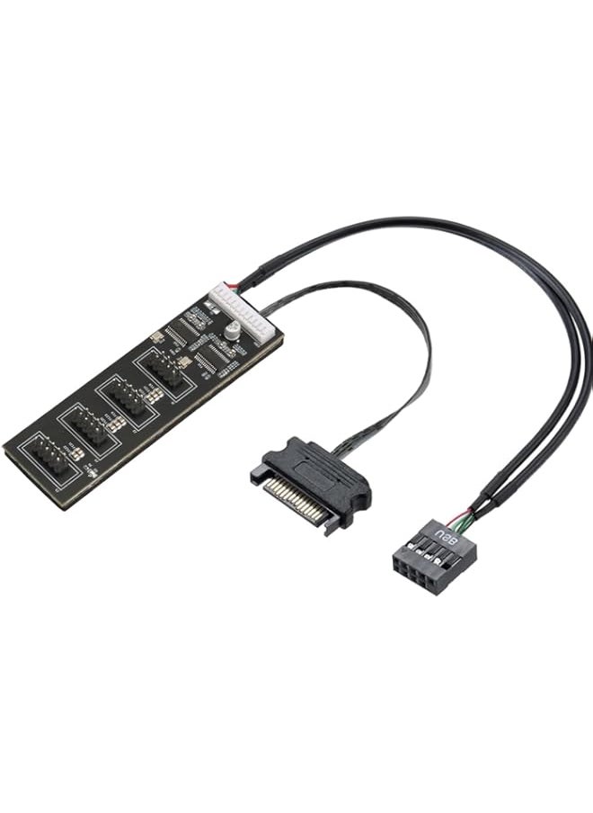 Generic - 9Pin USB Header Splitter, with SATA Power Cable, 4 Internal USB 2.0 Ports, USB Header Extension Cable, USB 2.0 Splitter Connector, Adapter Port Multiplier for CPU Fans, RGB Lights, WiFi Receiver - Image 1