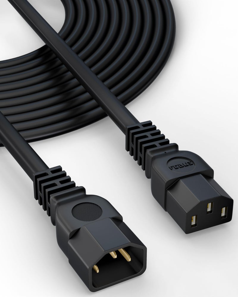 FEDUS IEC C13 to C14 Link Power Cable 250V Male to Female Extension Cord, 18AWG 10A for Computer, Printer, SMPS, Monitor, Server, Display - Heavy Gauge (1 Meter) - Image 1