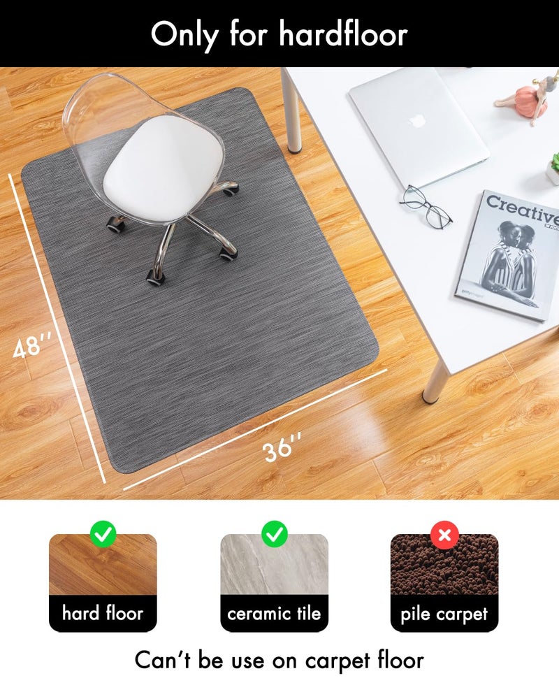 Baroyal Office Chair Mat for Hardwood Floor Under Desk Computer Rolling Chair Mat for Wood/Tile Floor Non-Slip Heavy Duty Desk Rug PVC Plastic Hard Floor Protector 36" x 48" (Gray) - Image 3