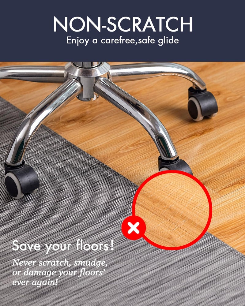 Baroyal Office Chair Mat for Hardwood Floor Under Desk Computer Rolling Chair Mat for Wood/Tile Floor Non-Slip Heavy Duty Desk Rug PVC Plastic Hard Floor Protector 36" x 48" (Gray) - Image 2