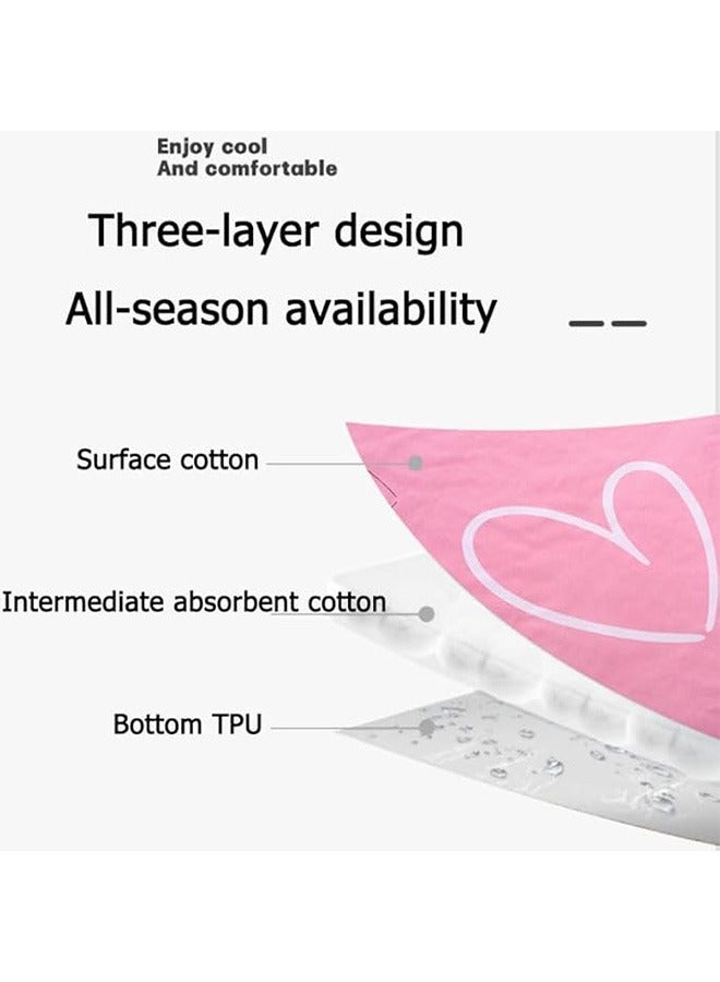 LCAREMOM 2 PCS 70x90cm Baby Waterproof Bed Pad, Bed Wetting Pads for Kids, Washable Toddler Potty Training Pads Baby Wateproof Pad Mat for Pack n Play/Crib/Mini Crib, Reusable Incontinence Underpads for Kids/Adult/Pets (Pink and Blue)  - Image 2