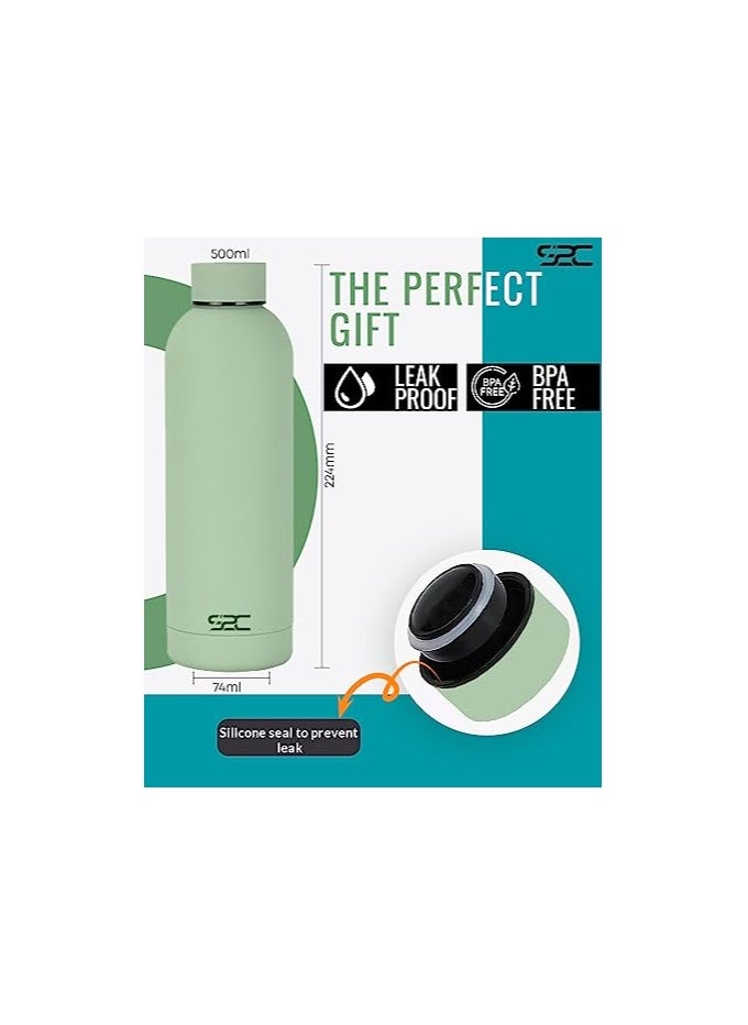 S2C Water Bottle Stainless Steel 500Ml - Double Wall Insulated Water Bottles For Hot Water Gym Bottle Stainless Steel Water Bottle For Kids School Flask Bottle Hot Water Bottle (Green, 500Ml)  - Image 4