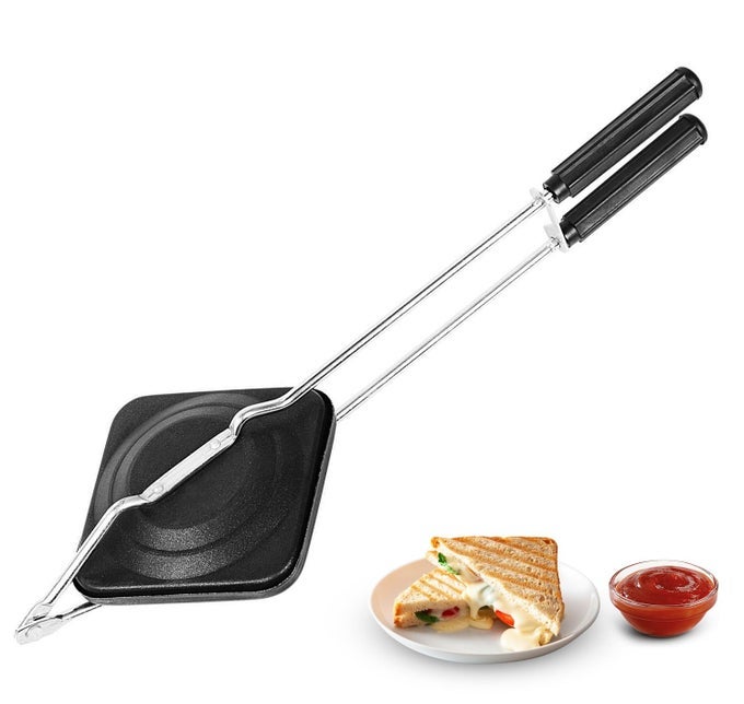 GAS TOASTER SANDWICH MAKER REGULAR NON STICK ALUMINIUM GRILL TOASTER SET OF 1 BLACK