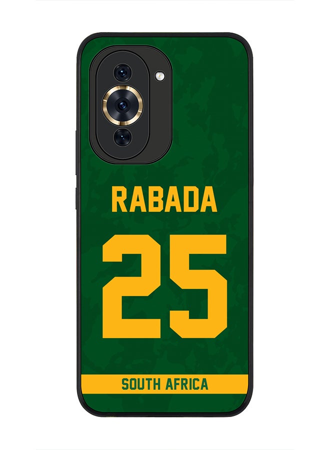 Stylizedd Cover for Huawei nova 10 4G Case , Rugged Black Slim fit Soft Flexible Thin Protective Phone Cases - Player Name - Kagiso Rabada, Jersey Number- 25 - Image 1