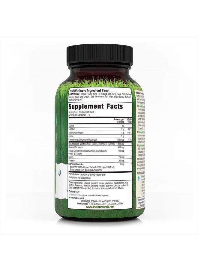 Irwin Naturals Maximum Strength 3-in-1 Carb Blocker - Neutralize Carbohydrates and Support Metabolism - 150 Liquid Softgels  - Image 2