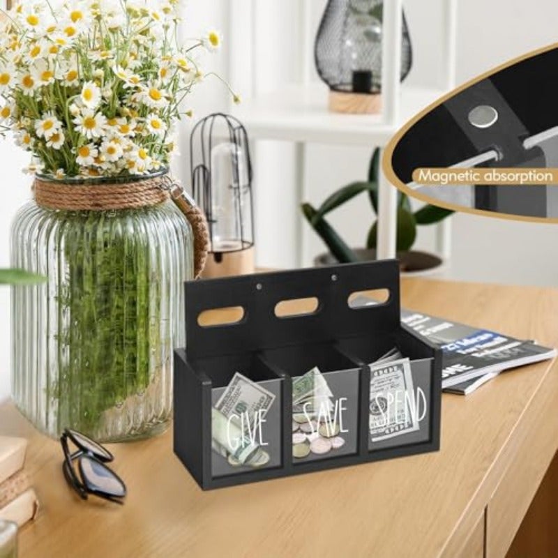Wooden Piggy Bank for Adults Azonee Money Saving Box Sturdy Money Saving Jar for Cash Coin Visualized Piggy Bank for Bedroom Living Room Laundry Room Countertop Box for Change Storage - Image 5