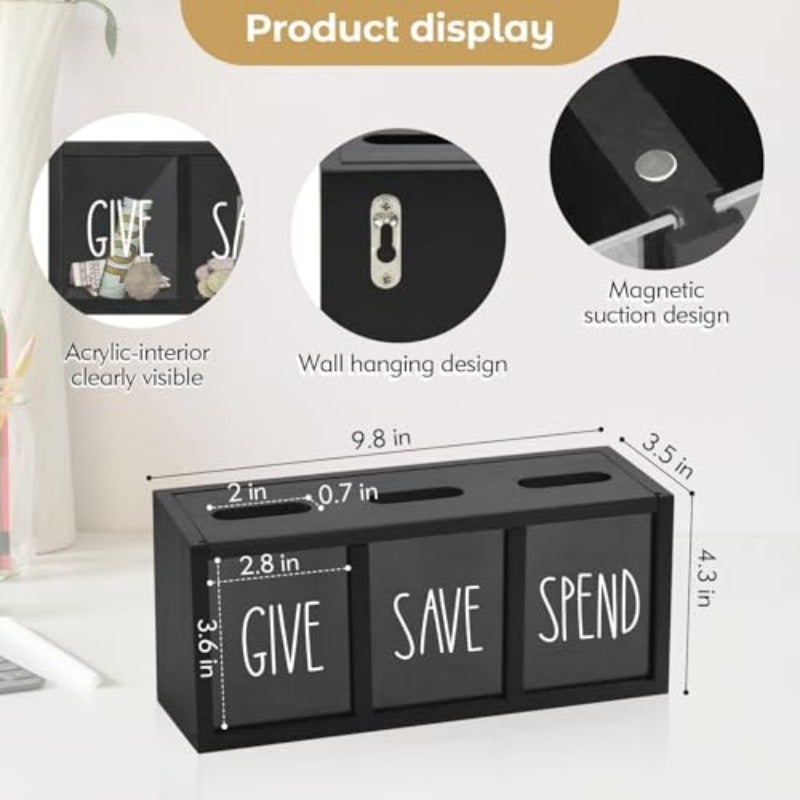 Wooden Piggy Bank for Adults Azonee Money Saving Box Sturdy Money Saving Jar for Cash Coin Visualized Piggy Bank for Bedroom Living Room Laundry Room Countertop Box for Change Storage - Image 3