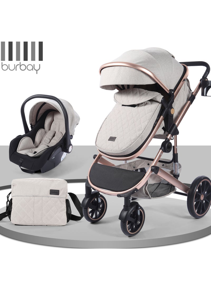 burbay 4 in 1 Baby Stroller Street Stroller, Rocking Car Chair, Sling Carrier, Mummy & Baby Accessories Bag by BURBAY 