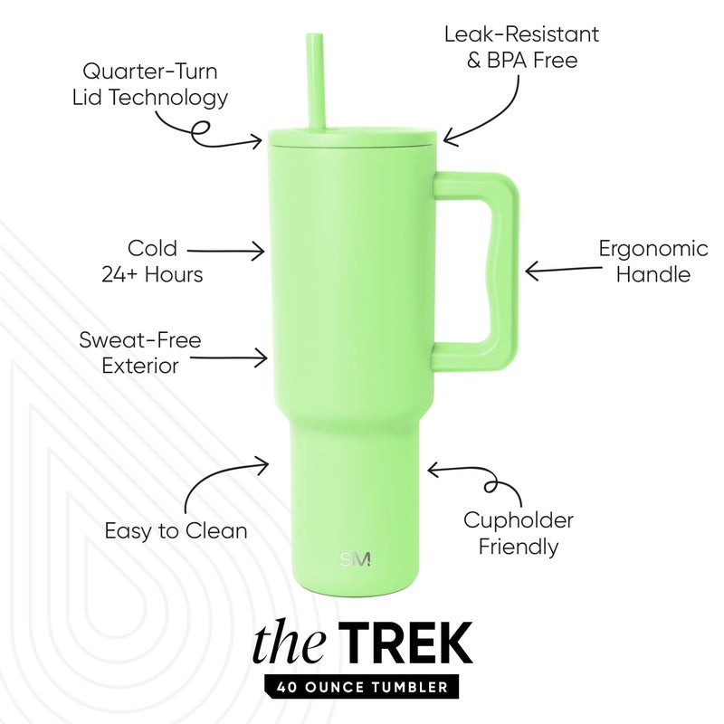 Simple Modern 40 oz Trek Tumbler with Handle and Straw Lid | Cup Holder Friendly Insulated Stainless Steel Travel Mug | Baja - Image 2