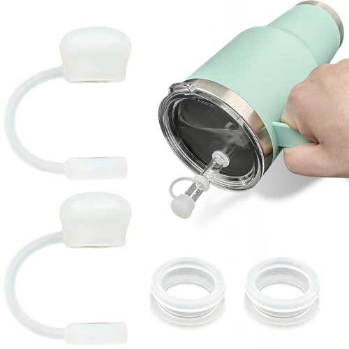 LUOLAO Silicone Spill Stopper Compatible with YETI Straw Cup, Mug Tumbler Accessories Including 2 Straw Cover Topper Cap, 2 Leak Proof Stopper - Image 1