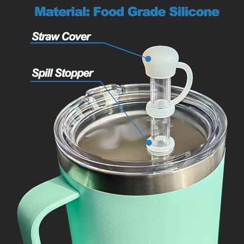 LUOLAO Silicone Spill Stopper Compatible with YETI Straw Cup, Mug Tumbler Accessories Including 2 Straw Cover Topper Cap, 2 Leak Proof Stopper - Image 4