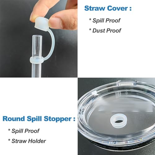 LUOLAO Silicone Spill Stopper Compatible with YETI Straw Cup, Mug Tumbler Accessories Including 2 Straw Cover Topper Cap, 2 Leak Proof Stopper - Image 5