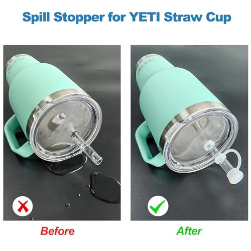 LUOLAO Silicone Spill Stopper Compatible with YETI Straw Cup, Mug Tumbler Accessories Including 2 Straw Cover Topper Cap, 2 Leak Proof Stopper - Image 2