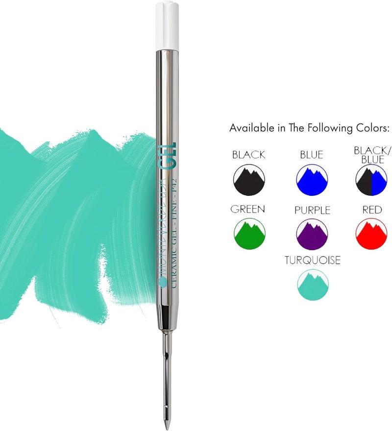 Monteverde Capless Gel Ballpoint Refill - Turquoise, Fine Point, 2-Pack for Parker Pens - Image 4