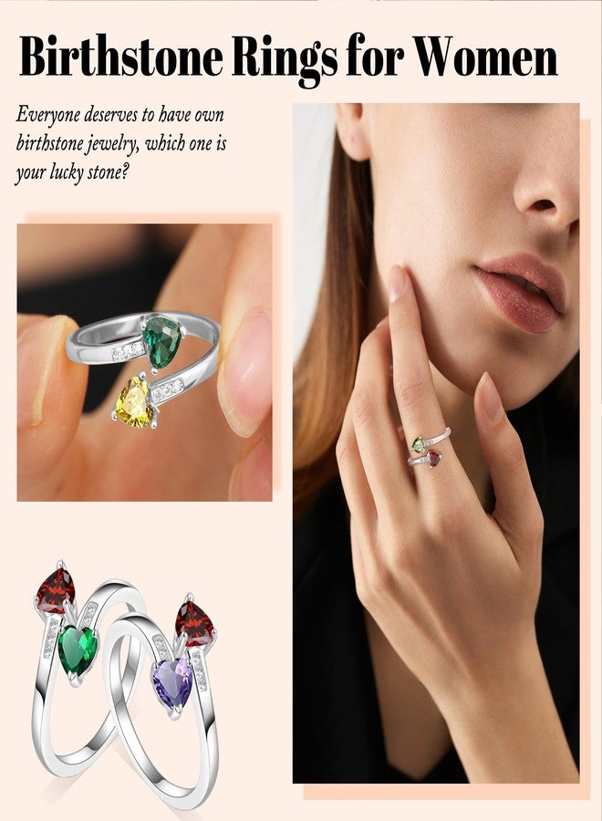 Btysun Gifts for Mom Birthstone Rings for Women Peridot Ring April August Birthday Gifts for Women Easter Basket Stuffers Diamond Ring Grandma Mom Birthday Gift Retirement Christmas Jewelry - Image 4