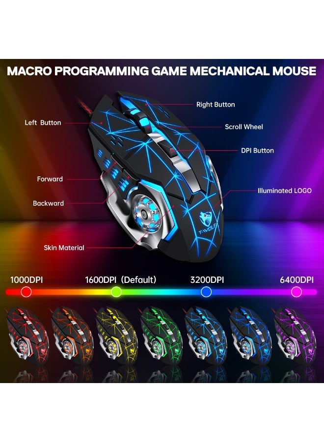 T-WOLF TF950 5IN1 Keyboard Mouse Mousepad Converter Bracket Combos 40 Keys One Handed Gaming Keyboard Set for Android Phone Game - Image 3