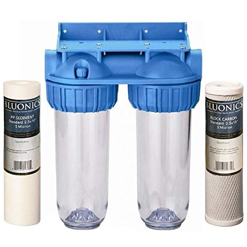 Bluonics Dual Whole House Water Filter Purifier with Carbon Block and Sediment Filters