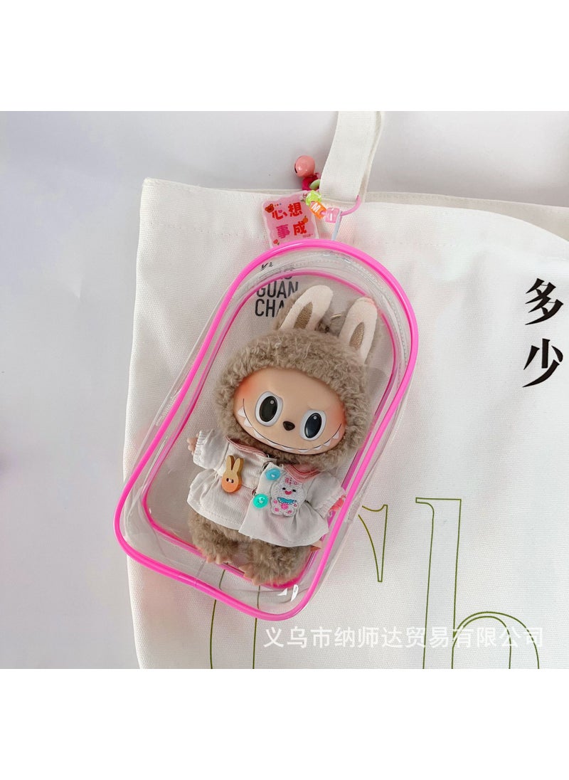 Generic 18cm Cotton Doll Pouch Labubu Thickened High Clarity Cute Protective Dustproof Storage Bag Flat Plum Powder Fur Ball Keychain 