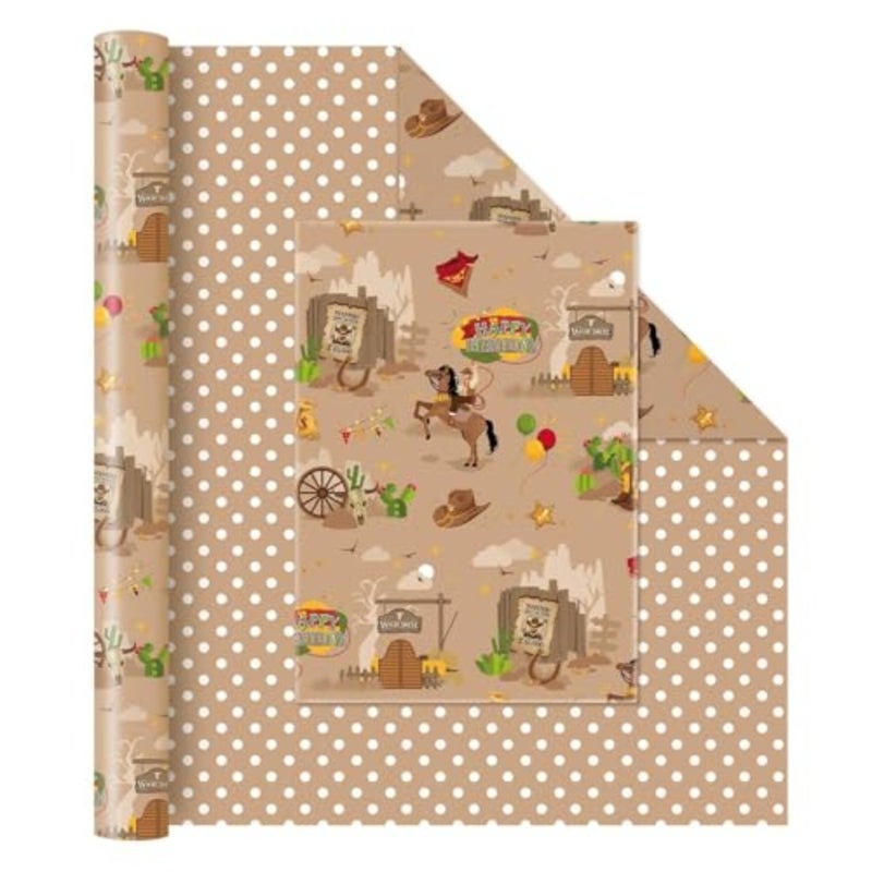 48 PCS Western Plates Napkins + Western Wrapping Paper - Image 2