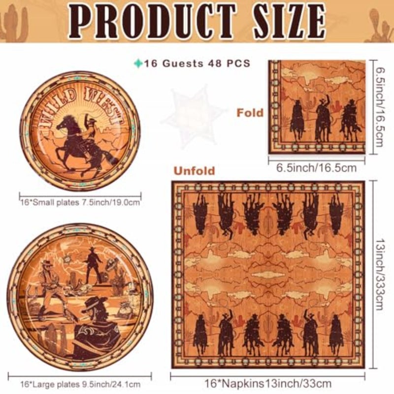 48 PCS Western Plates Napkins + Western Wrapping Paper - Image 5