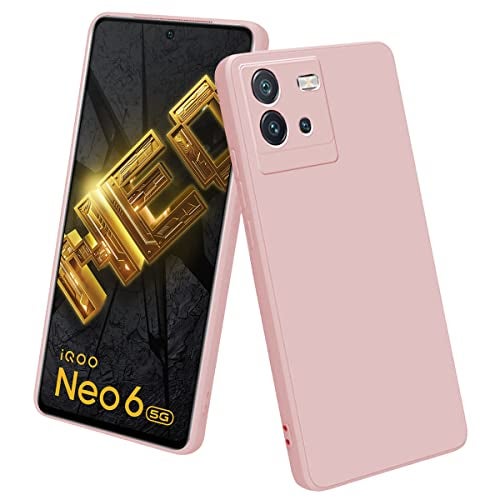 LIRAMARK Silicone Soft Back Cover Case for iQOO Neo 6 5G (Silicone Pink) - Image 1