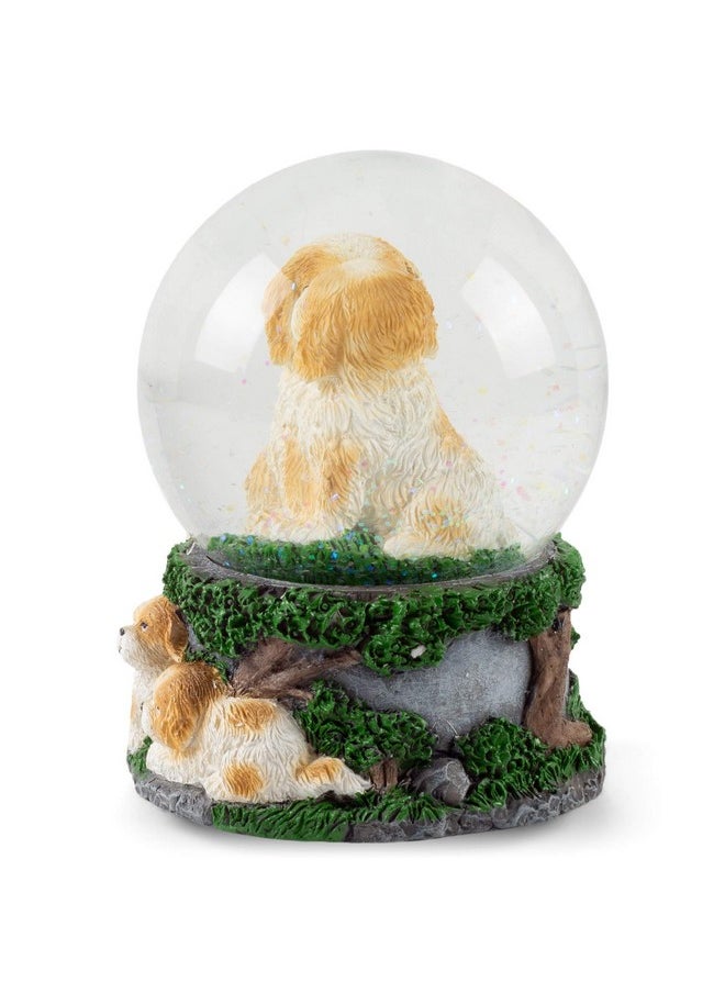 Elanze Designs Elanze Designs Playful White Tan Puppies Tabletop Dresser Figurine Decoration 100MM Sturdy Glitter Water Wind Up Musical Snow Globe Plays Tune What a Wonderful World  - Image 4