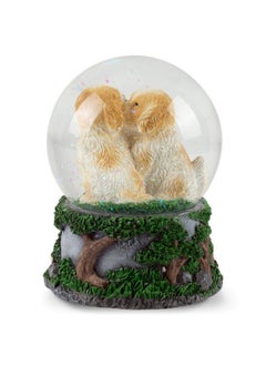 Elanze Designs Elanze Designs Playful White Tan Puppies Tabletop Dresser Figurine Decoration 100MM Sturdy Glitter Water Wind Up Musical Snow Globe Plays Tune What a Wonderful World  - Image 3