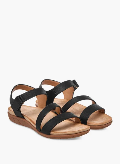 Flora Bella By Shoexpress Flora Bella Textured Strap Sandals With Hook And Loop Closure