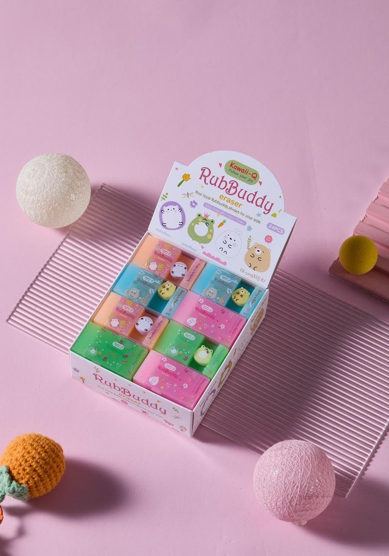 DEOXY Rub-A-Long Eraser | Colourful Available in 4 Vibrant Colours | No Trace of Colour While Erasing | Soft & Smooth | Residue Sticks to Eraser | Fun for Kids(ER-5203-RY), Multi-Color - Image 3