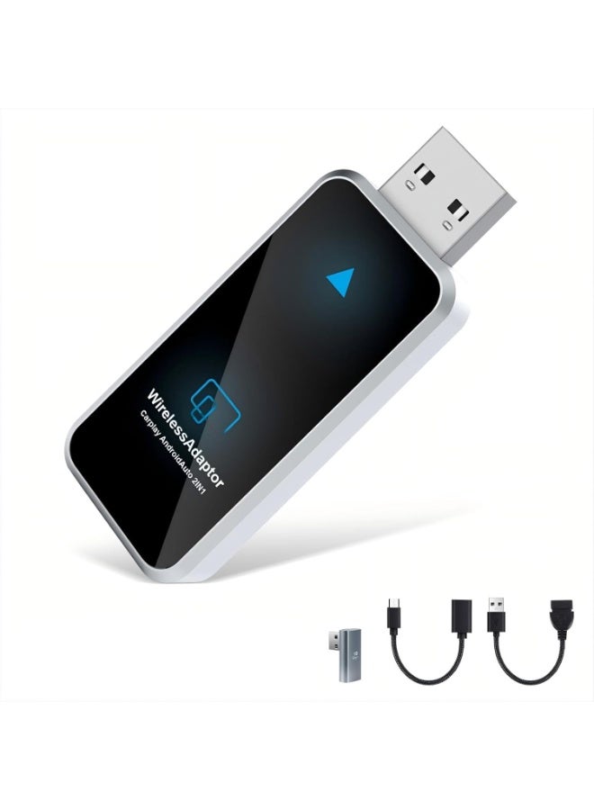 4-in-1 Wireless CarPlay & Android Auto Adapter, Converts Wired to Wireless, Plug & Play USB Dongle, Compatible with Cars from 2015+, iOS 10+ & Android 11+ - Image 1