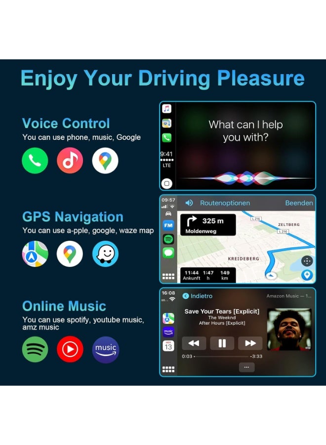 4-in-1 Wireless CarPlay & Android Auto Adapter, Converts Wired to Wireless, Plug & Play USB Dongle, Compatible with Cars from 2015+, iOS 10+ & Android 11+ - Image 2