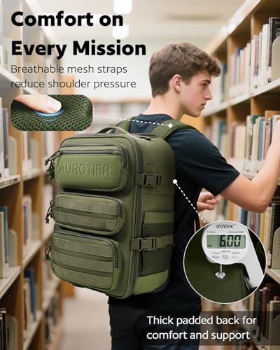 AUROTIER Rolling Tactical Laptop Backpack, Underseat Travel Backpack with Wheels, 16 Inch Wheeled Military Computer Backpack for Men and Women, Roller Overnight Molle Outdoor Hiking College Carry on Luggage - Image 4