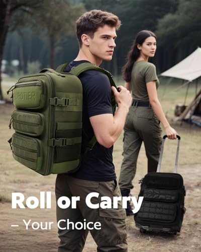 AUROTIER Rolling Tactical Laptop Backpack, Underseat Travel Backpack with Wheels, 16 Inch Wheeled Military Computer Backpack for Men and Women, Roller Overnight Molle Outdoor Hiking College Carry on Luggage - Image 5